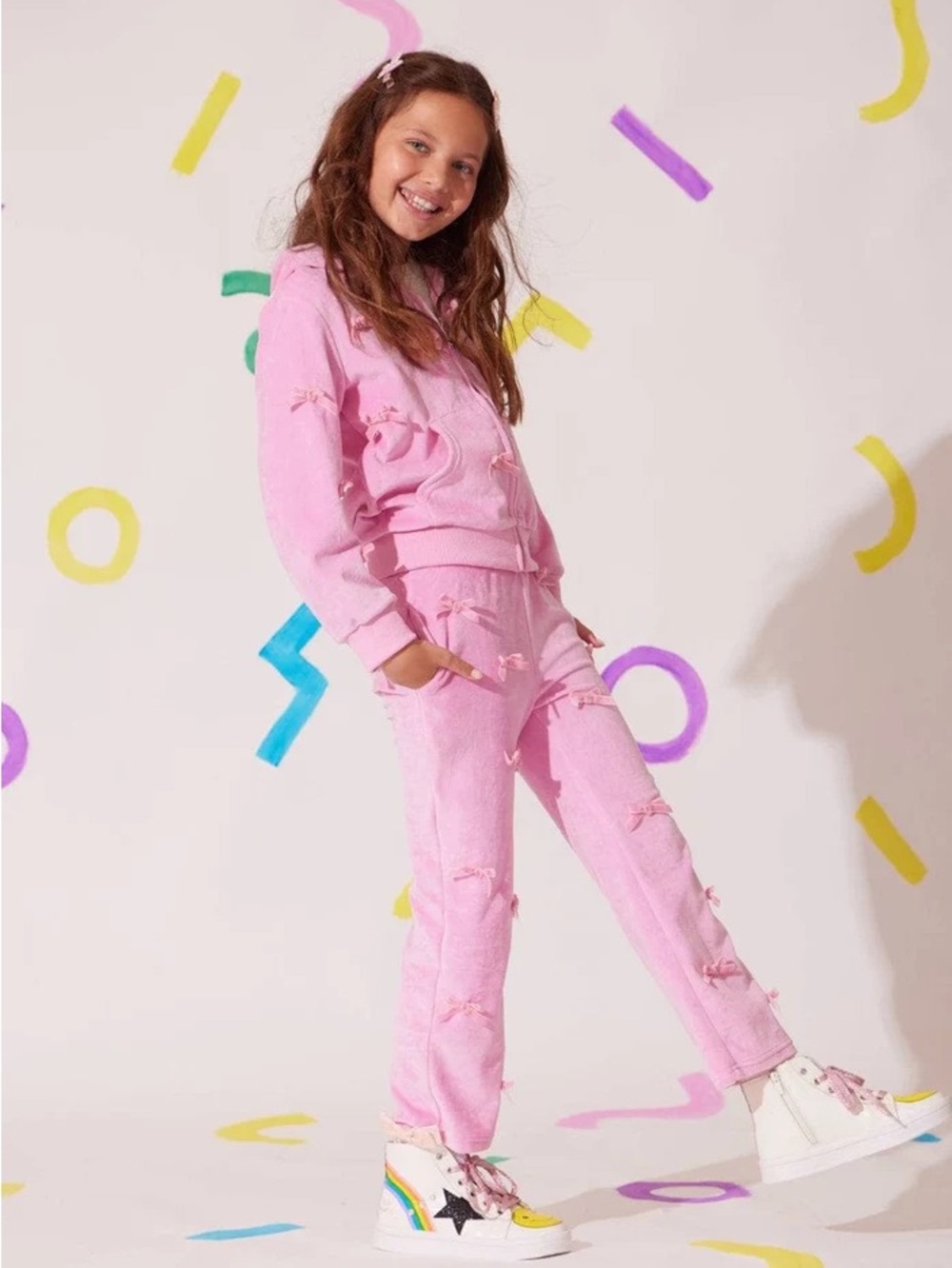 Lola + The Boys Velour Margot Bow Pink Set! Sold out online!